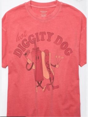 American Eagle Outfitters Red Oversized Graphic Tee